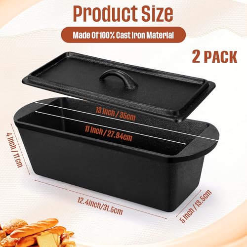 Cast Iron Bread Loaf Pan with Lid, 13 x 5 x 4 Inches, Dual Handles Y218