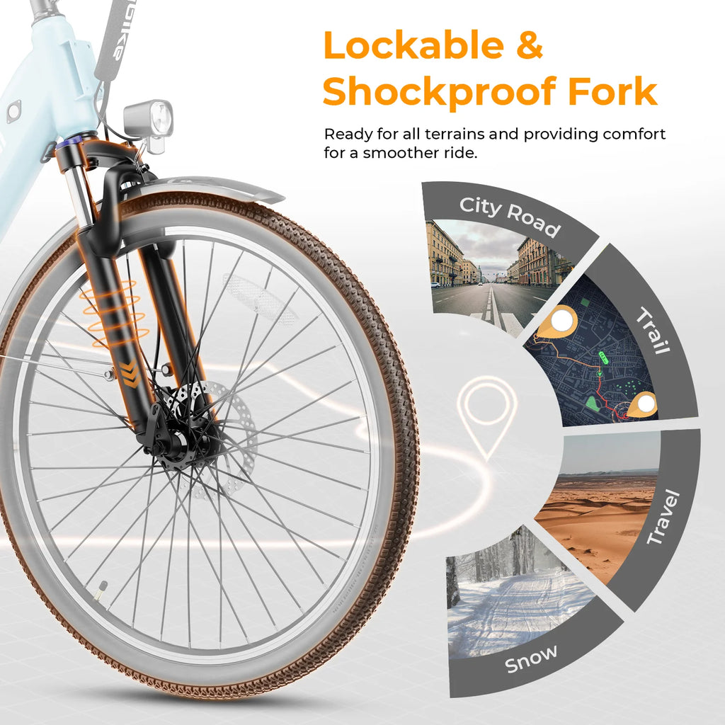 Heybike Cityscape 2.0 Electric Bike 500W 36V 13Ah Removable Battery 26" 7-Speed Commuter Bicycle X52974