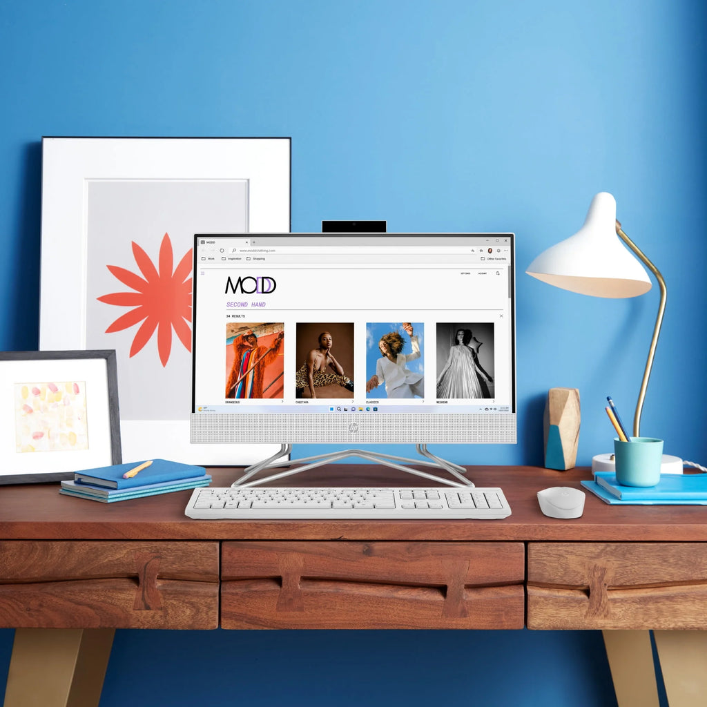 HP 21.5 All-in-One PC, Intel Pentium, 8GB RAM, 128GB SSD, Windows 11 Home, White O9382