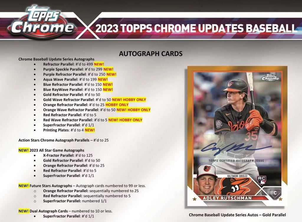 MLB 2023 Chrome Update Series Baseball Trading Card Hobby Box F996151