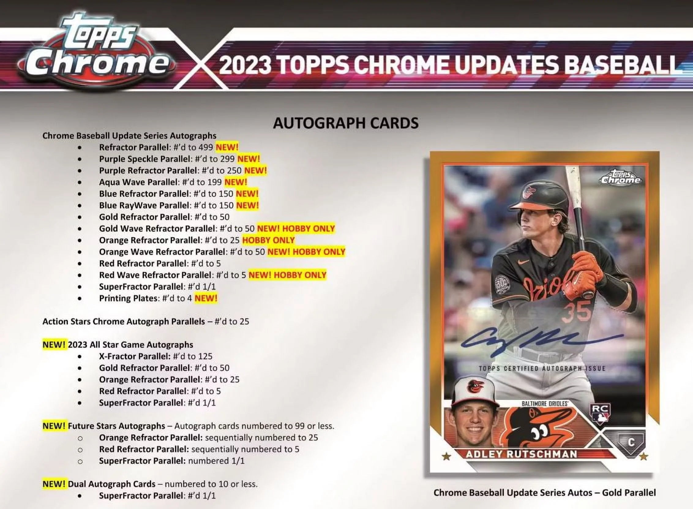 MLB 2023 Chrome Update Series Baseball Trading Card Hobby Box F996151