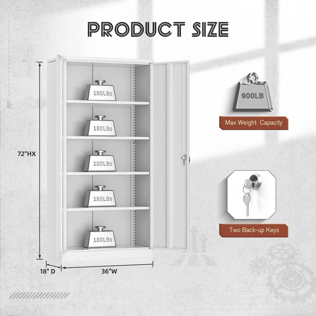 Metal Storage Cabinet with Locking Doors, 72" Tall, Black B350639