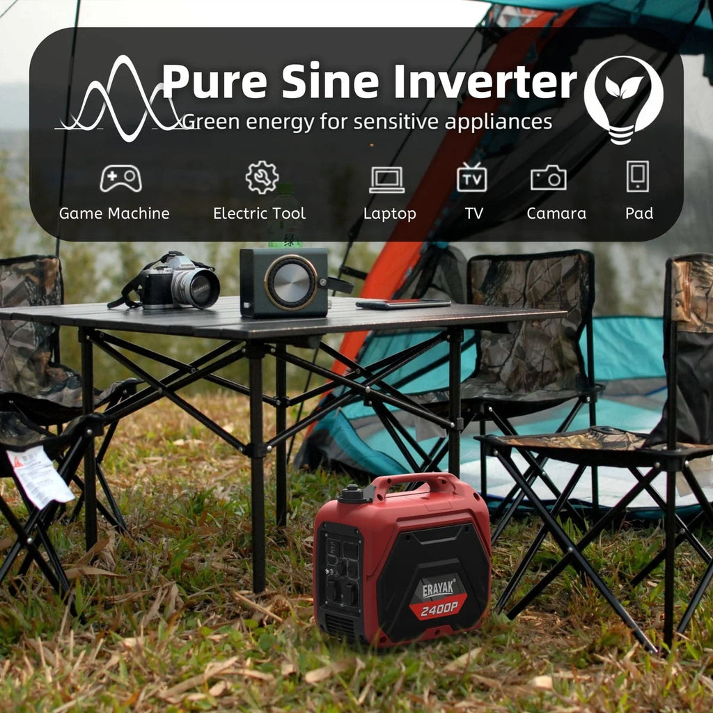 Erayak Portable Inverter Generator 2400W, Quiet for RV Camping Home Backup A330044