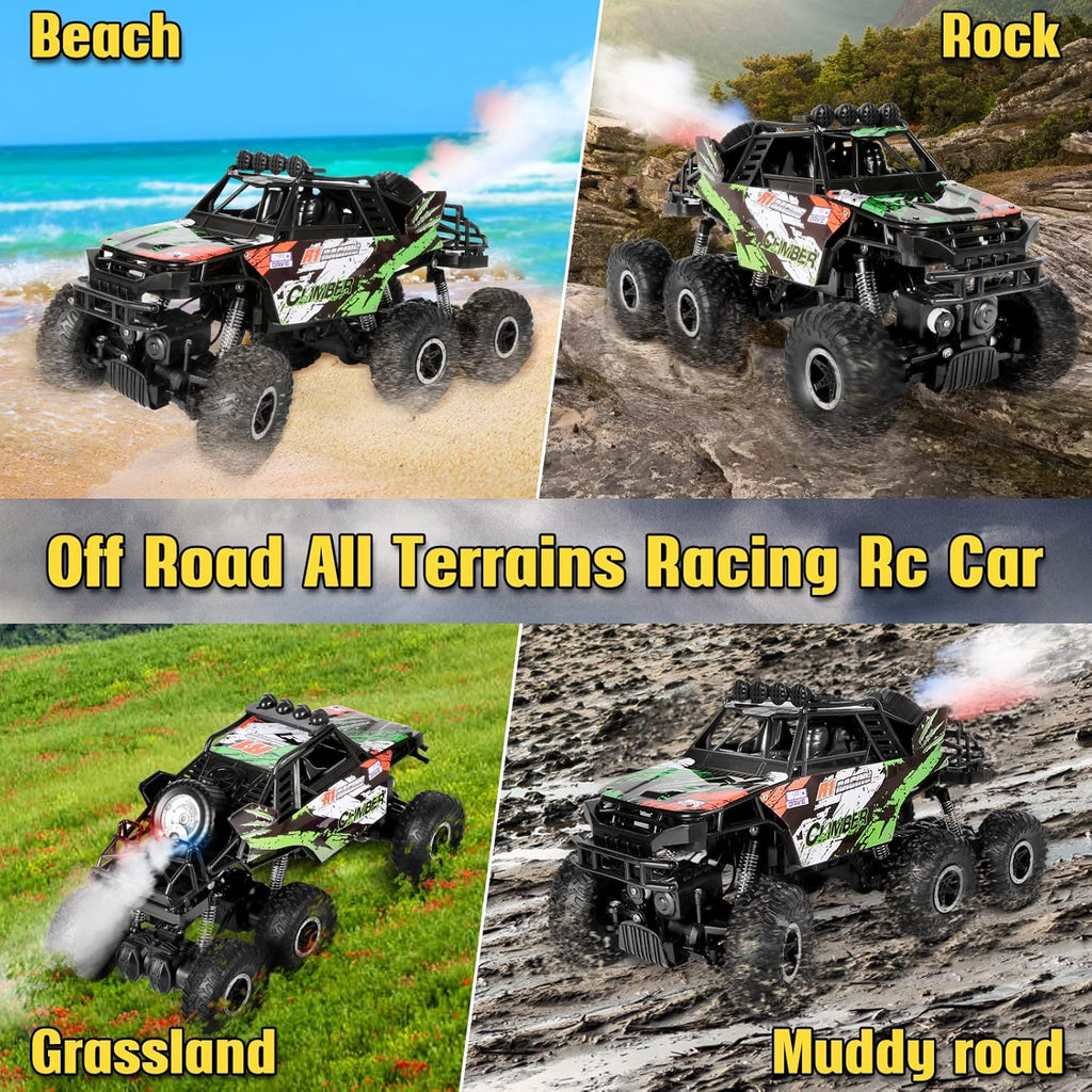 1/10 Scale RC Monster Truck 2.4Ghz 6x6 Off-Road with LED Mist Spray, Pack of 2 F670247