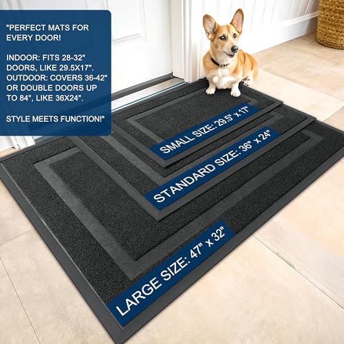 OLANLY Front Door Mat Indoor Outdoor Entrance, Waterproof, 36x24, Black P2970