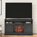 Ameriwood Home Ashton Lane Electric Fireplace TV Stand for TVs up to 65, Black Oak