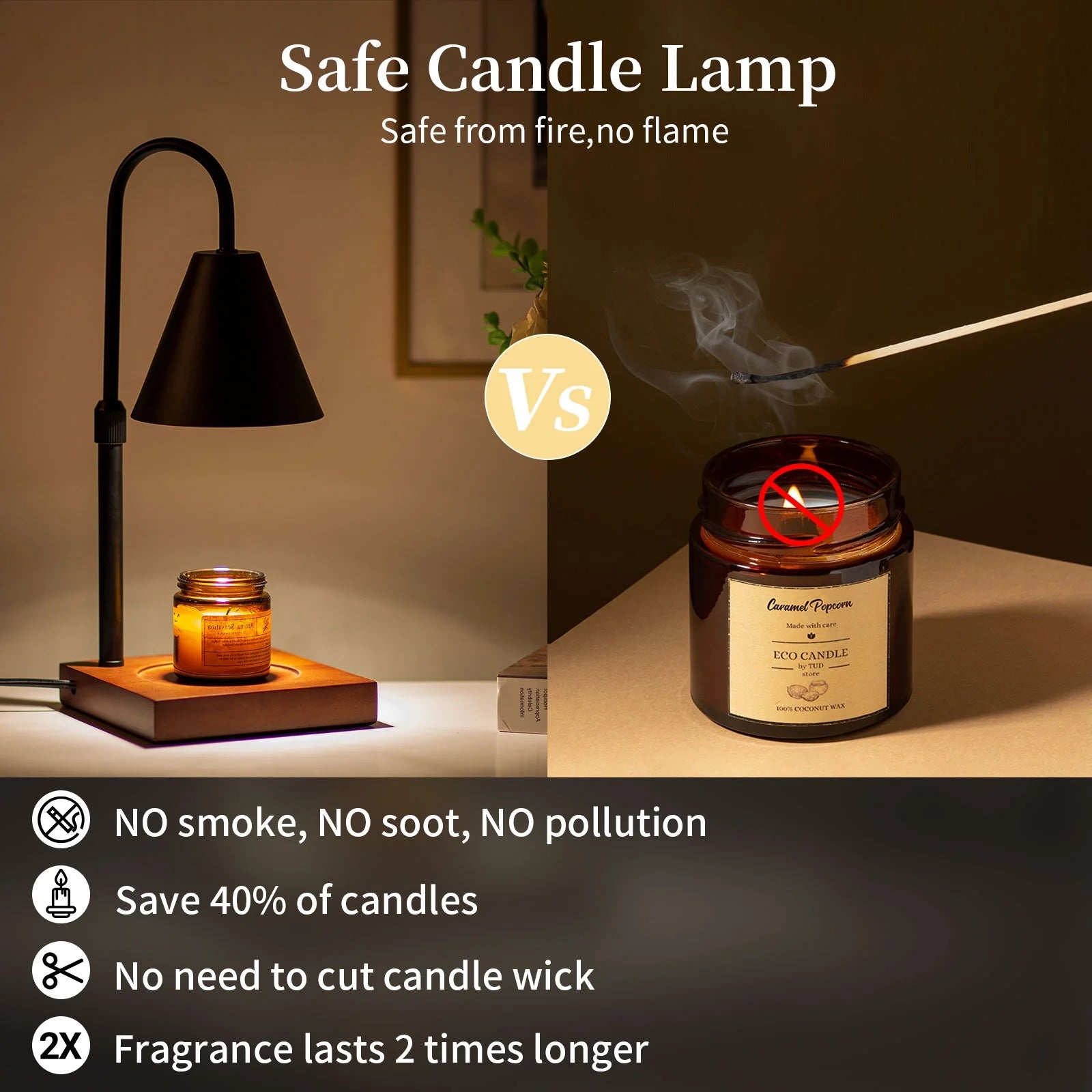 Sziqiqi Candle Wax Warmer Lamp with Timer, Dimmable Light, 2 Bulbs, Black Walnut G296325
