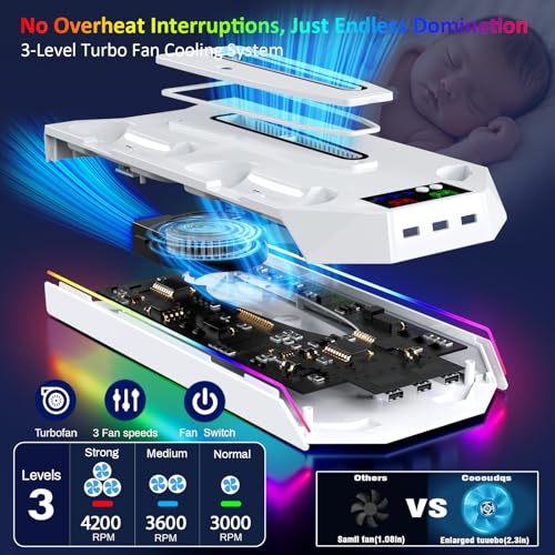 PS5 Stand and Cooling Station with LED Controller Charger for PlayStation 5 X4200