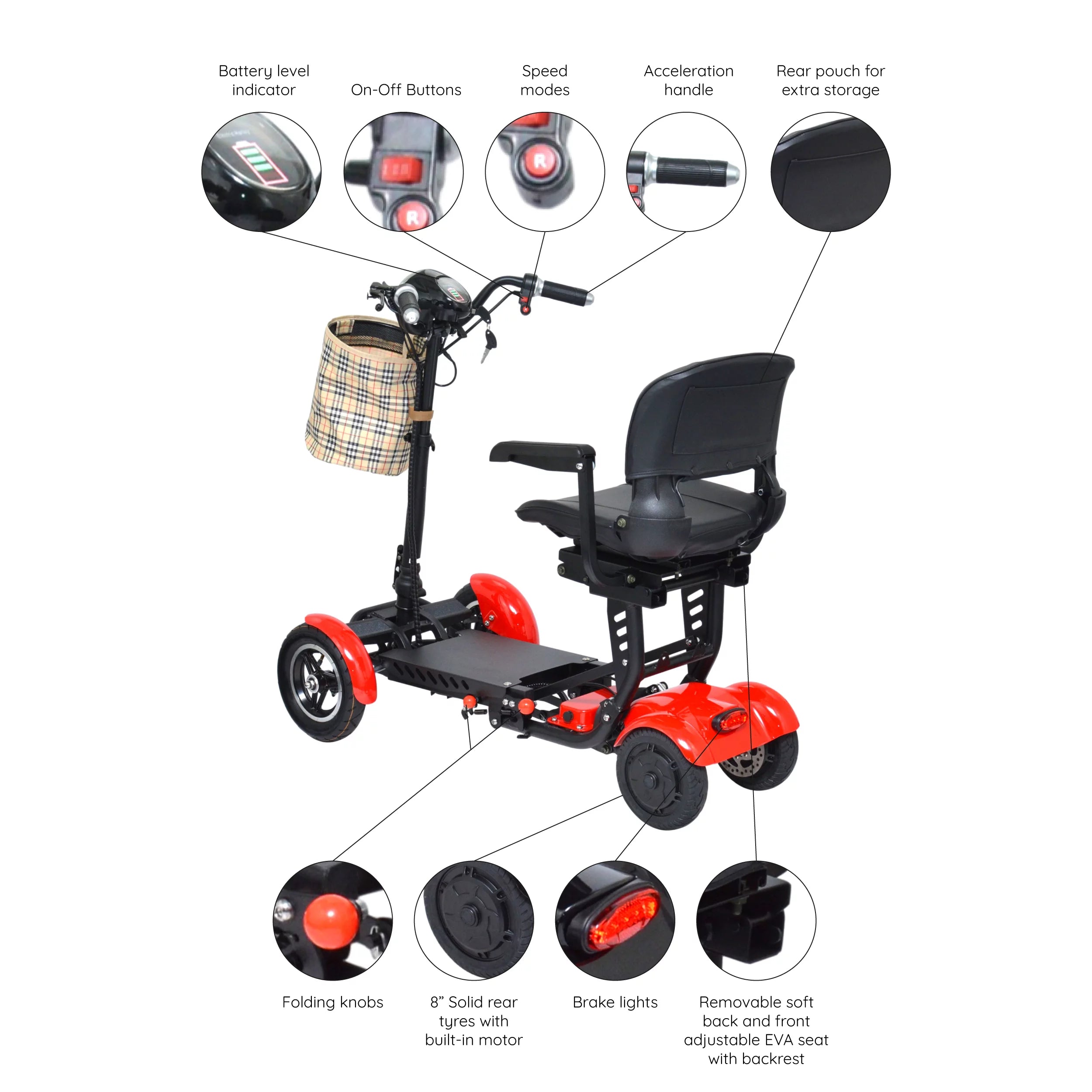 Compact Electric Scooter for Adults with Adjustable Seat and Armrests N441