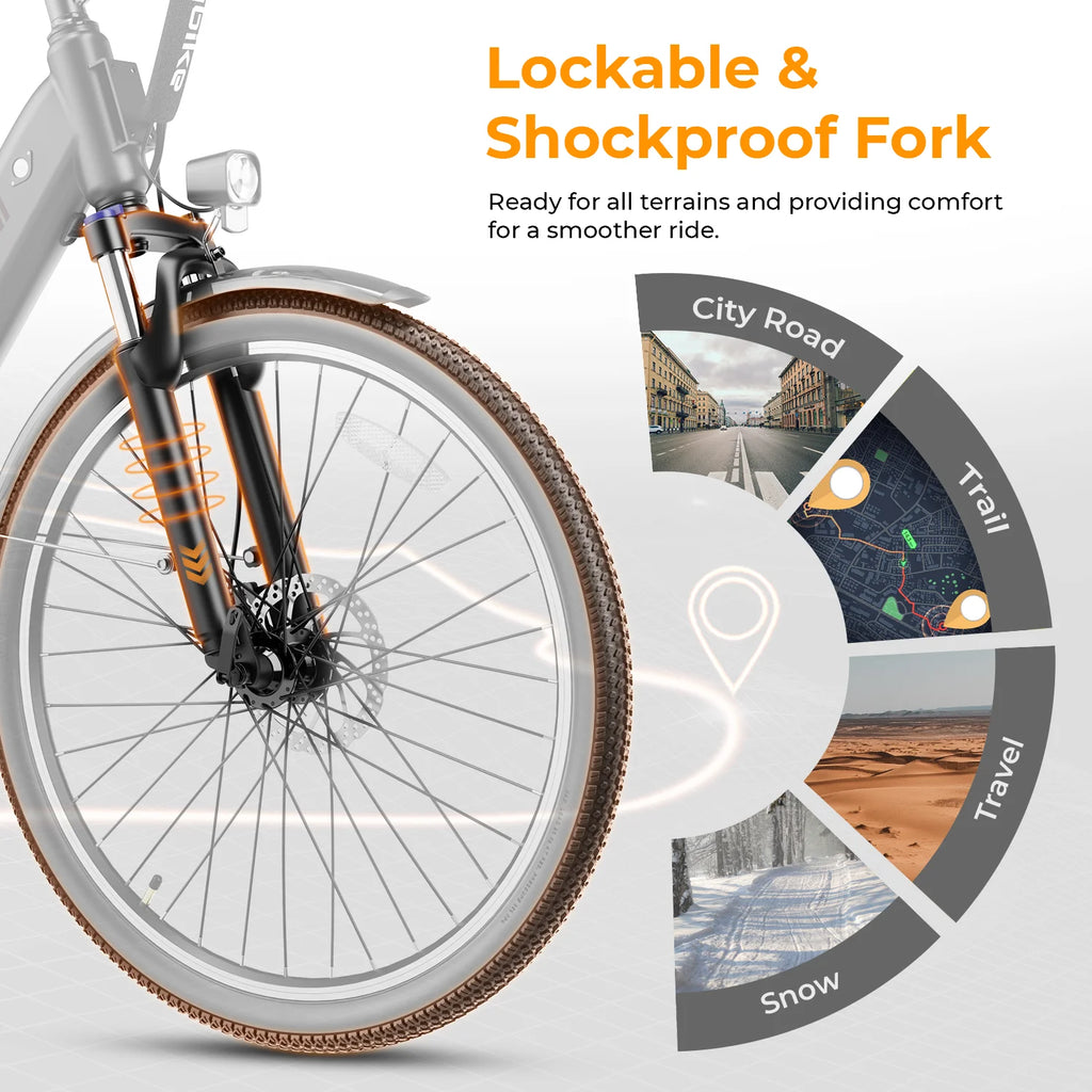 Heybike Cityscape 2.0 Electric Bike 500W 36V 13Ah Removable Battery 26" 7-Speed Commuter Bicycle X52974
