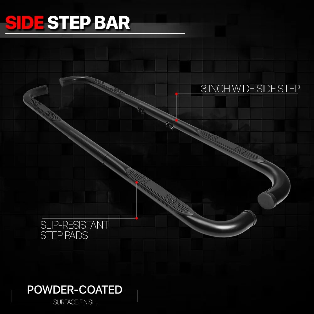 BULLY Black 3" Adjustable Side Step Nerf Bar for Chevy/GMC 99-11, Dodge Ram 02-09 W858