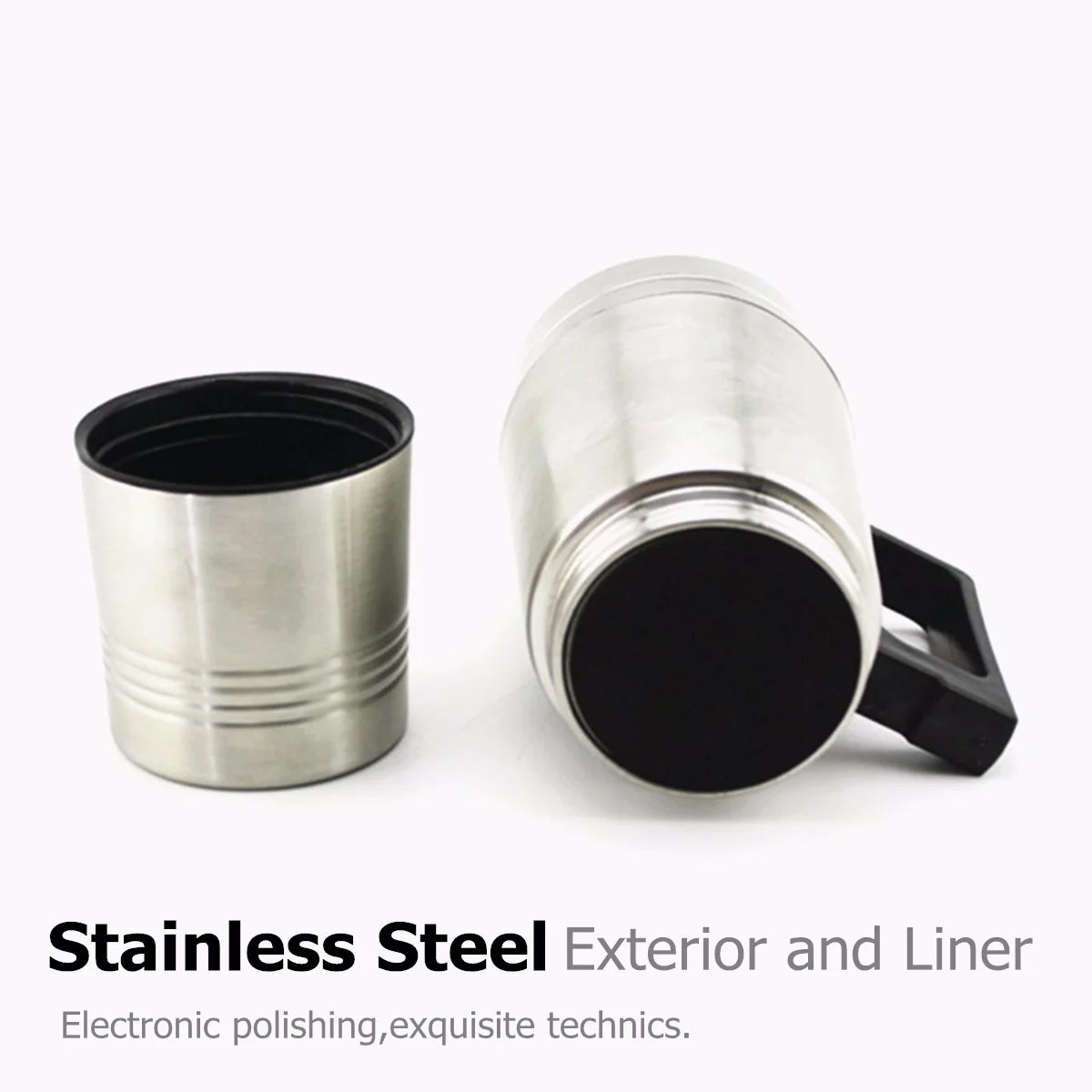 Stainless Steel 12V 500ml Car Heating Cup with Anti-Spill Lid R421121