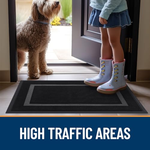 OLANLY Front Door Mat Indoor Outdoor Entrance, Waterproof, 36x24, Black P2970