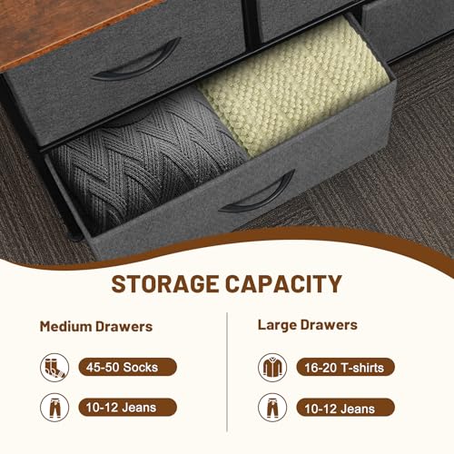 9 Drawer Dresser for Bedroom, Charcoal Black Fabric Storage Chest K84969