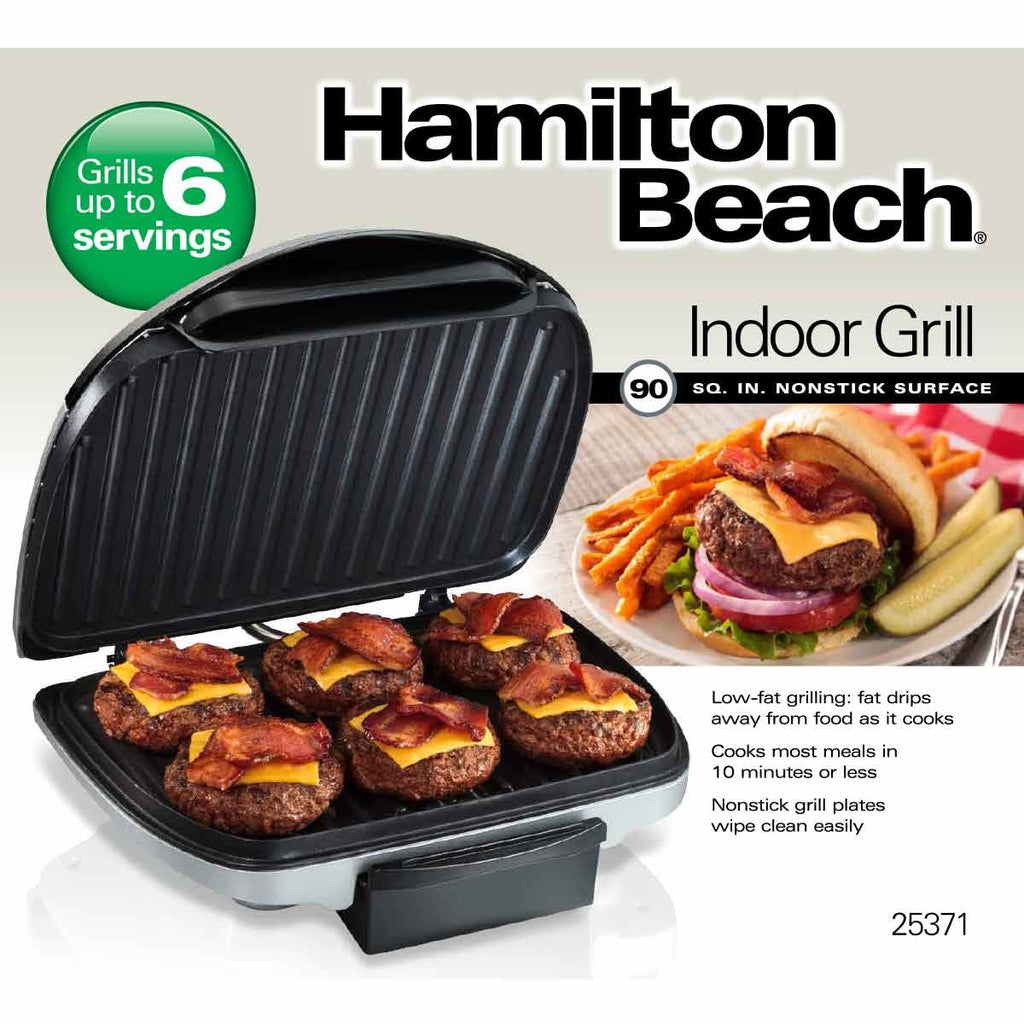 Hamilton Beach Electric Indoor Grill, 6-Serving, Nonstick, Stainless Steel J97046
