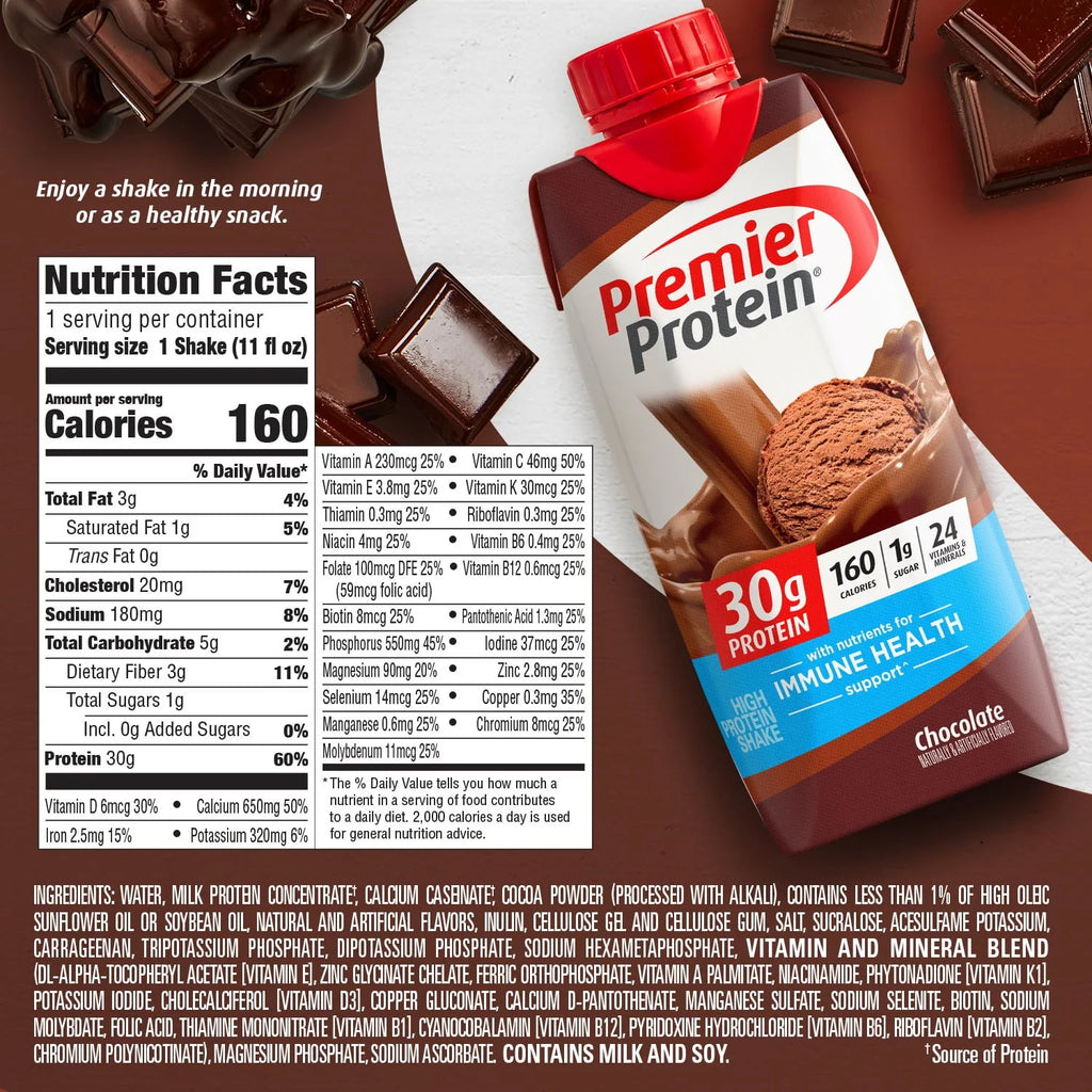 Premier Protein Shake, Chocolate, 11 fl oz, 12 Ct H339