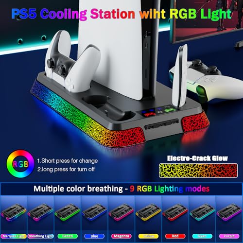 PS5 Stand and Cooling Station with LED Controller Charger for PlayStation 5 X4200