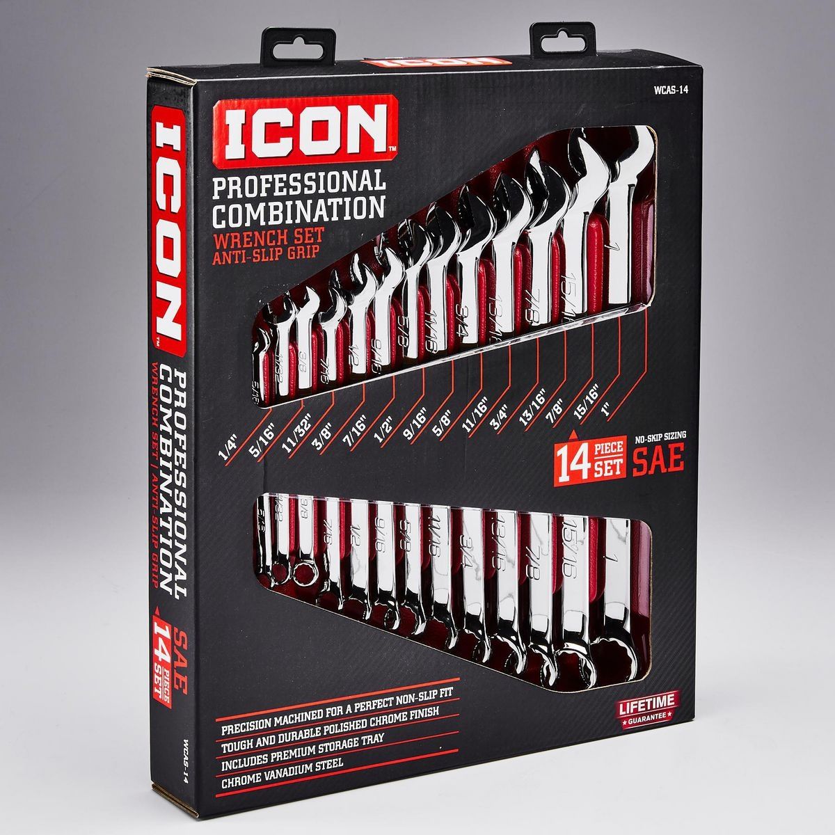 ICON Anti-Slip Grip Professional SAE Combination Wrench Set, 14-Piece U334