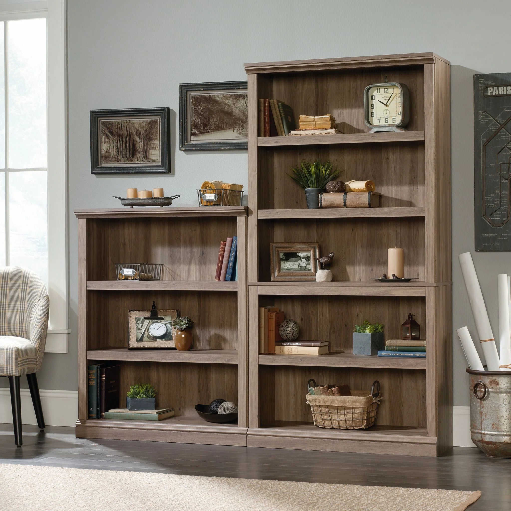 Sauder Select 5-Shelf Bookcase, Chalked Chestnut Finish O1929