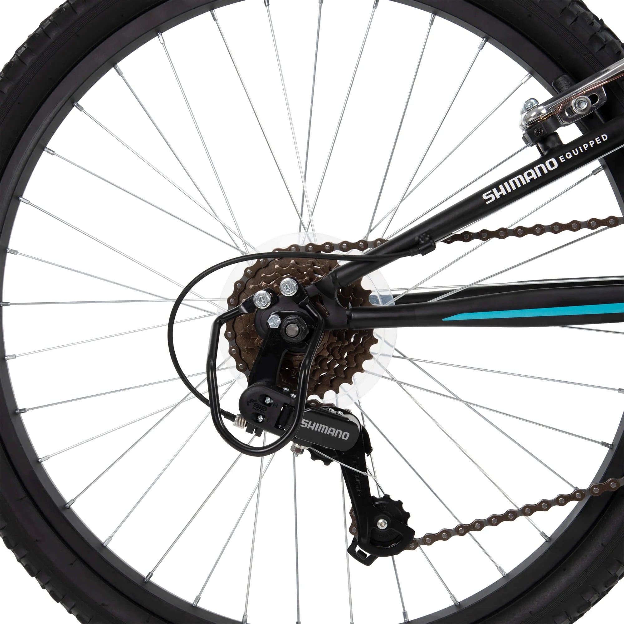 Huffy 24 Trail Runner Girls Full Suspension Mountain Bike, Teal Blue O256