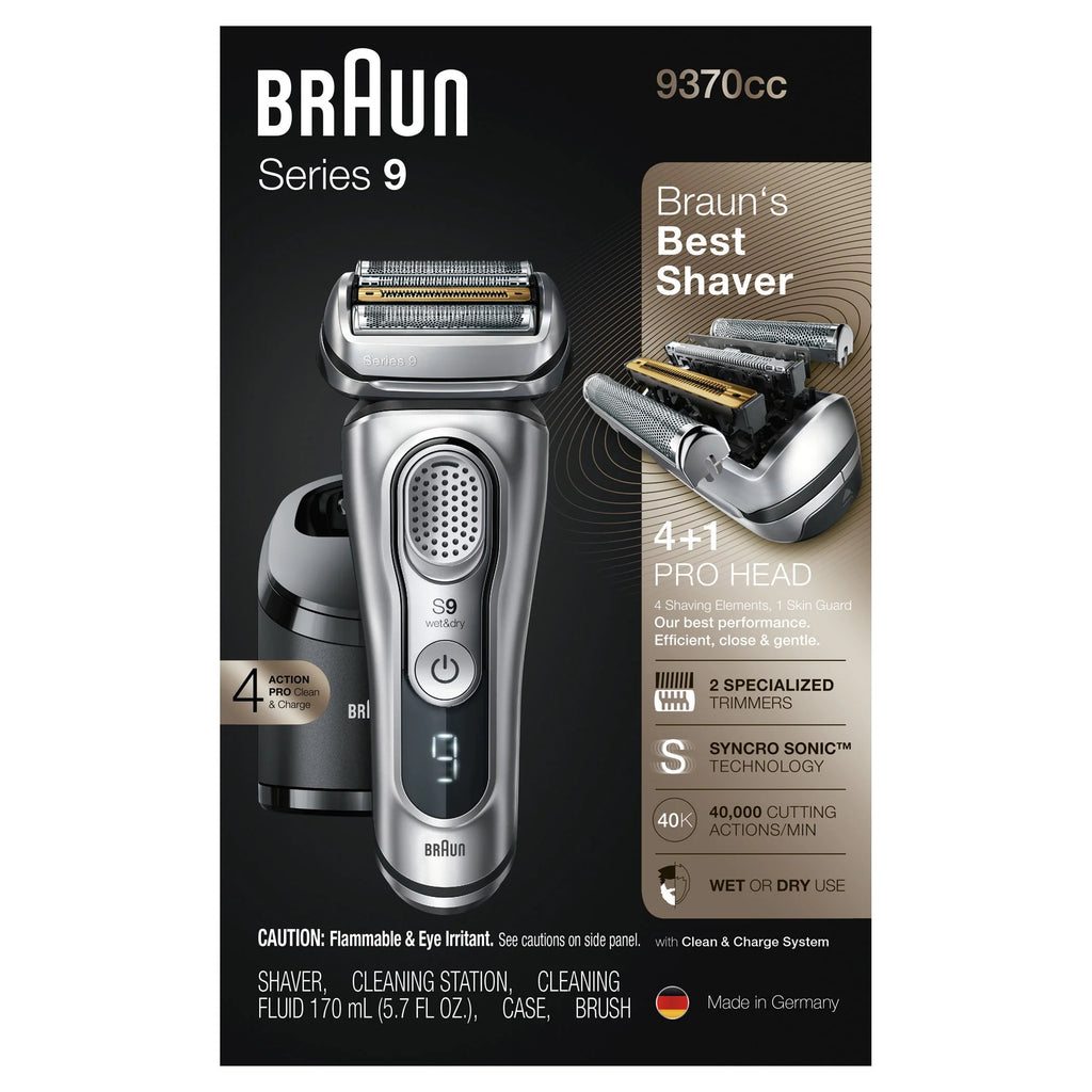 Braun Series 9 9370cc Rechargeable Wet Dry Electric Shaver with Clean Station J16358