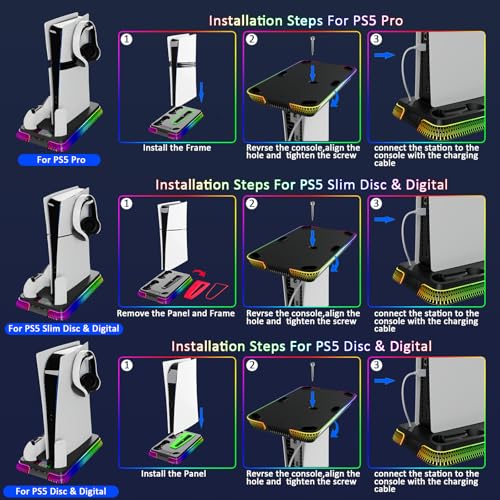 PS5 Stand and Cooling Station with LED Controller Charger for PlayStation 5 X4200