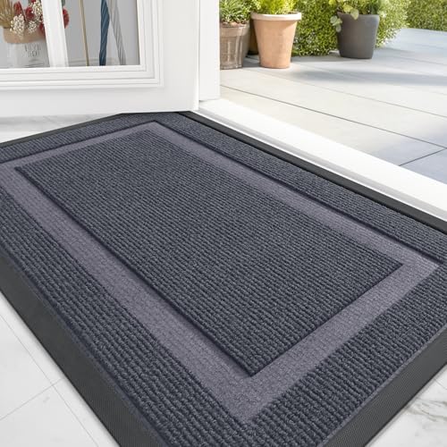 OLANLY Front Door Mat Indoor Outdoor Entrance, Waterproof, 36x24, Black P2970