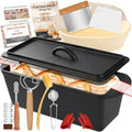Rectangular Cast Iron Dutch Oven for Bread Baking, Cast Iron Sourdough Bread Pan with Lid Handles Lame, Even Heat Bread Baking Pan for Homemade Bread Cake Meatloaf, 3.2QT