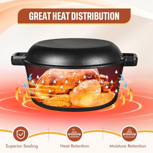 Cast Iron Dutch Oven for Bread Baking with Lid, Nonstick D570706