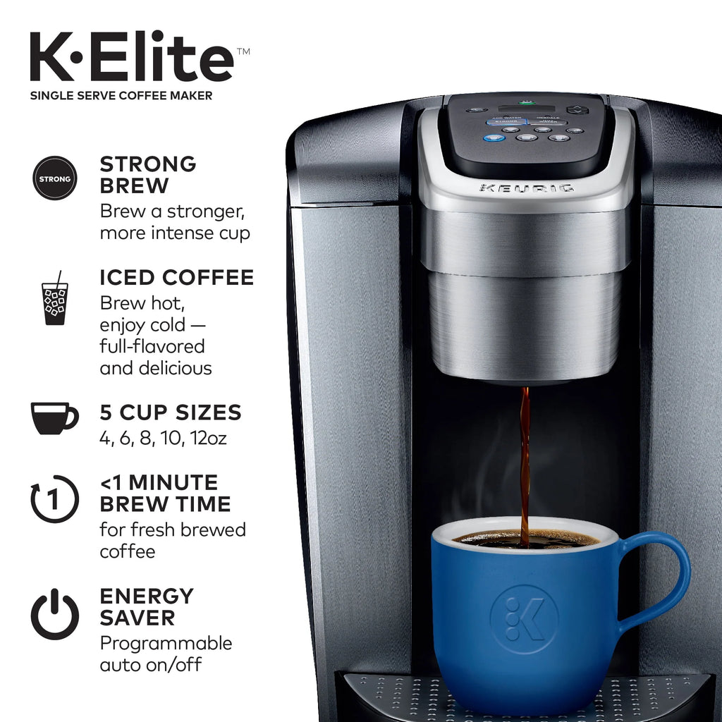 Keurig K-Elite Single-Serve K-Cup Pod Coffee Maker, Brushed Silver E378947