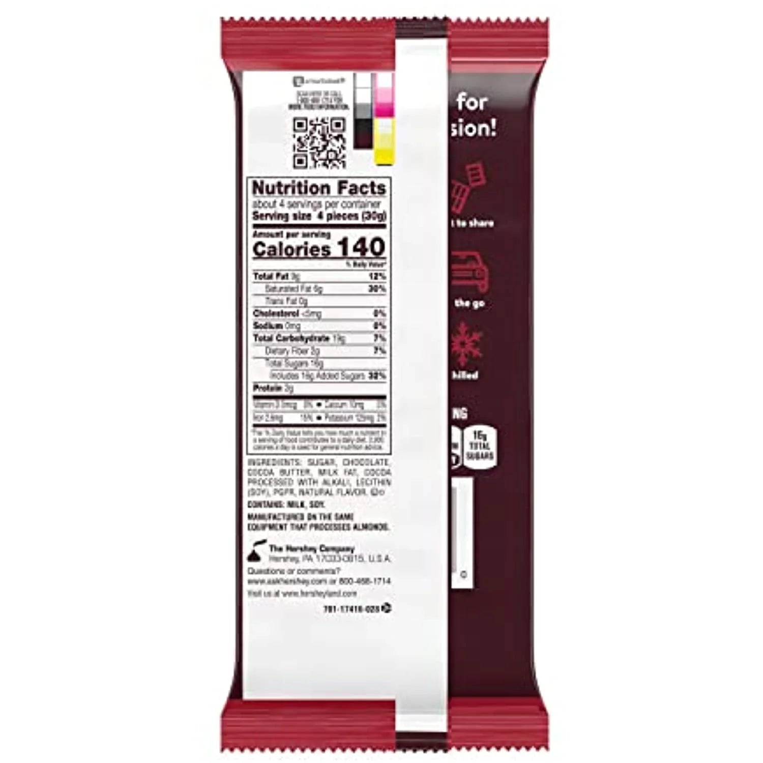 Hersheys Special Dark Mildly Sweet Dark Chocolate Bars, 4.25 oz, 12 Count S845594