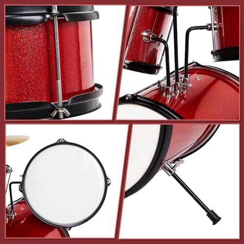 Ktaxon 3-Piece Kids Drum Set with Throne Stool, Pedal & Drumsticks, Black L8657