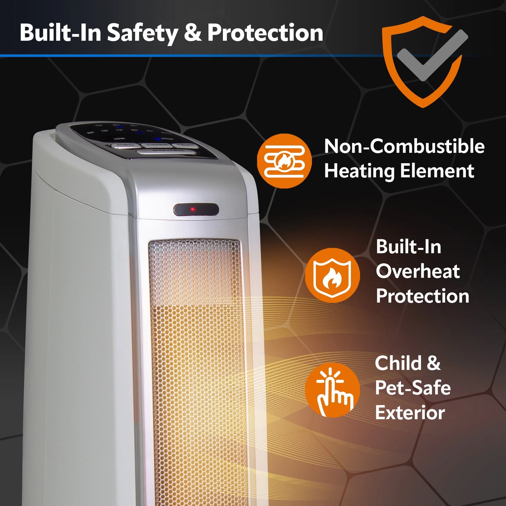 Lasko 1500W Oscillating Ceramic Tower Space Heater, White Q138
