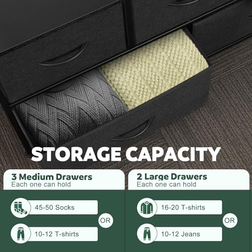 9 Drawer Dresser for Bedroom, Charcoal Black Fabric Storage Chest K84969