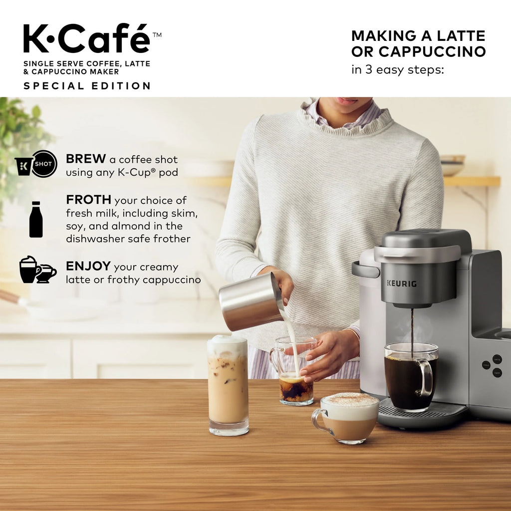 Keurig K-Cafe Special Edition Single Serve K-Cup Pod Coffee, Latte and Cappuccino Maker, Nickel N34174