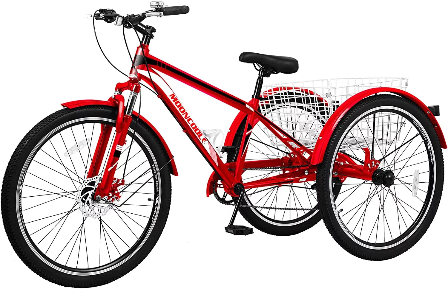 Slsy Mountain Tricycle for Adults, 7 Speed Three Wheel Bike with Cargo Basket I576