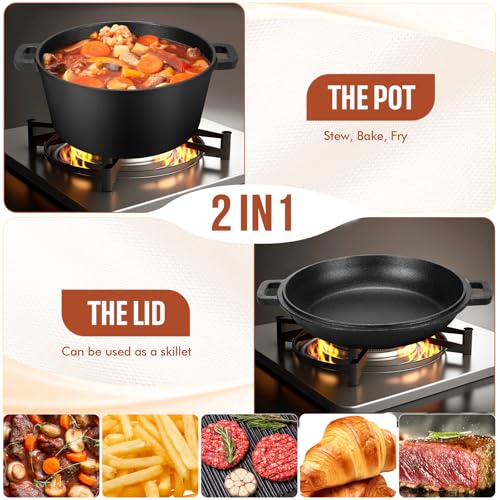 Cast Iron Dutch Oven for Bread Baking with Lid, Nonstick D570706