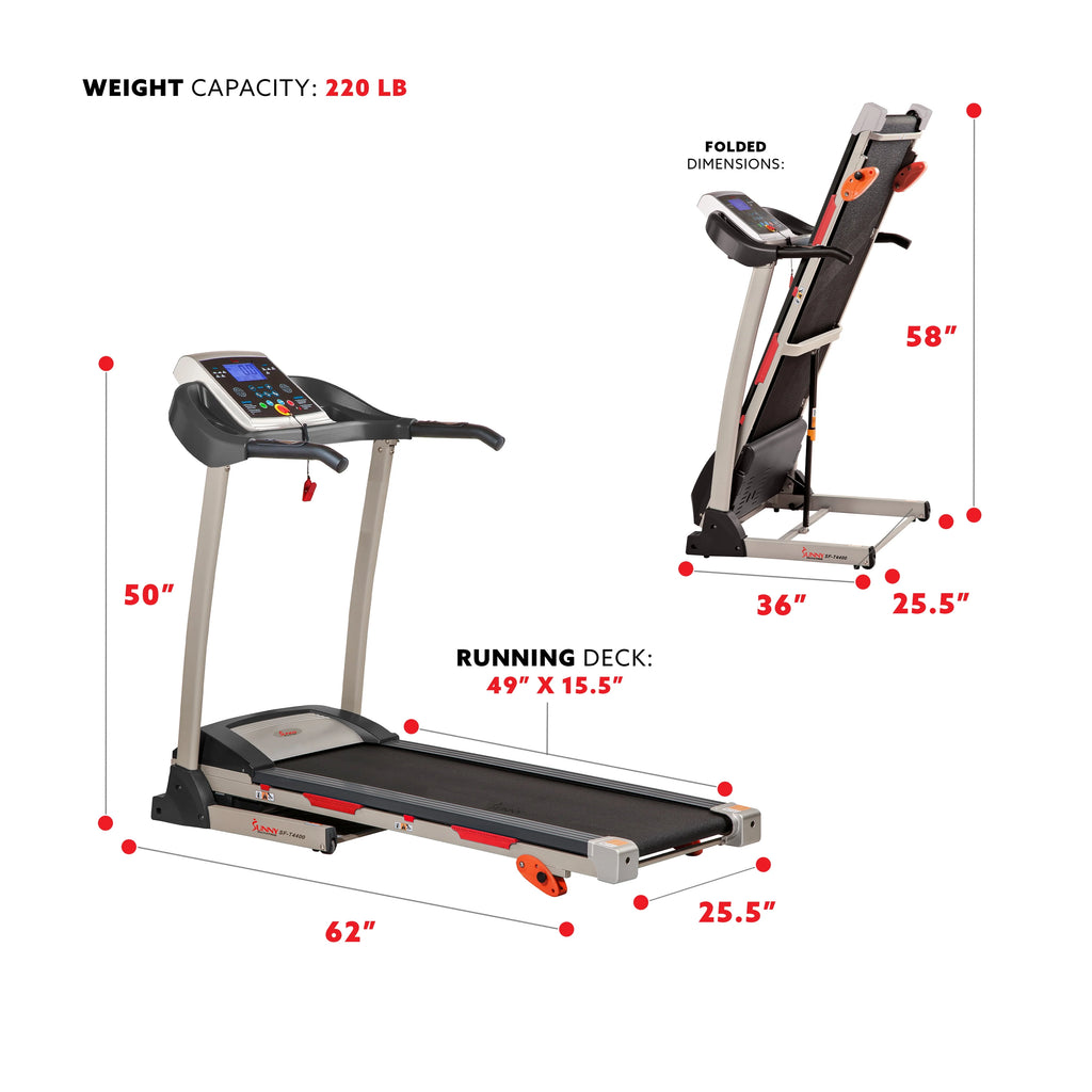 Sunny Health & Fitness Folding Treadmill with Manual Incline SF-T4400 P36194