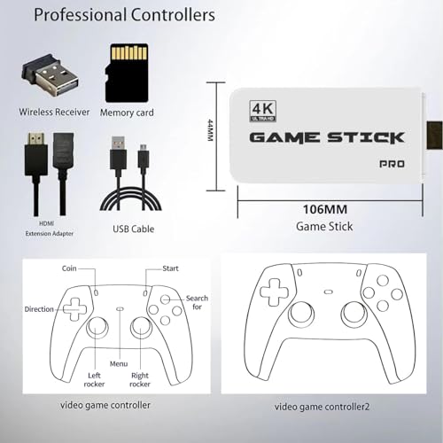 Wireless Retro Game Console with 20000+ Built-in Games and Dual 2.4G Controllers Y4076