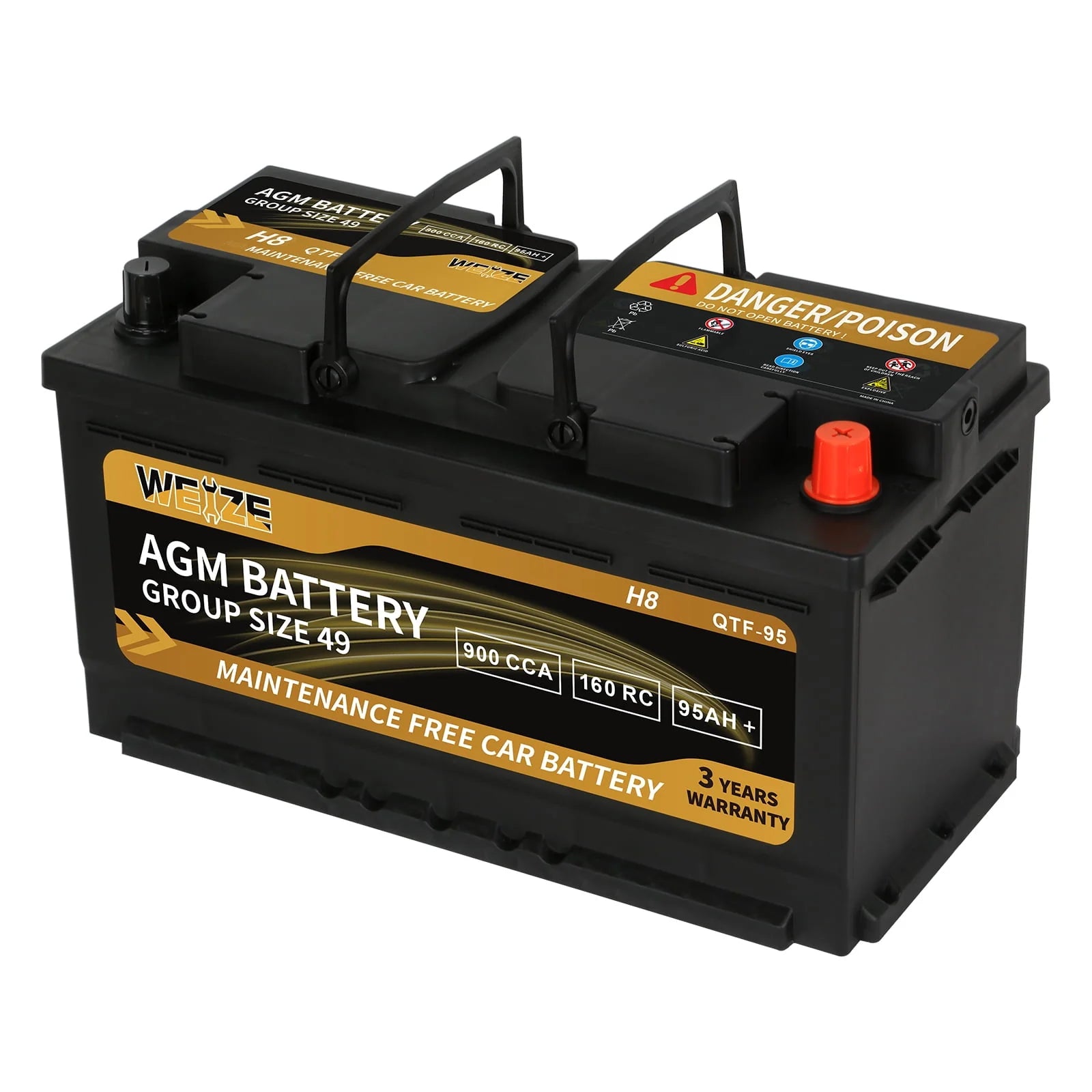Weize Platinum AGM Automotive Battery Group 94R H7, 12V 80Ah N779