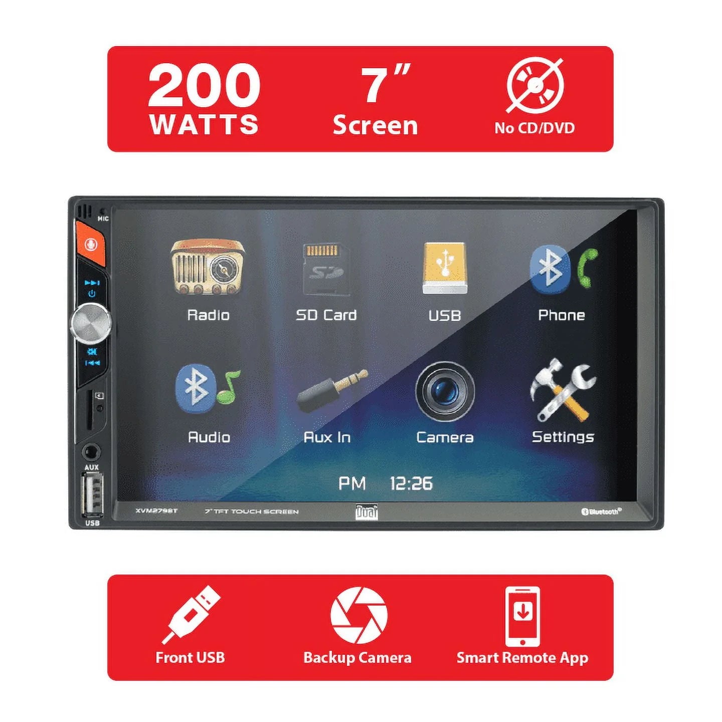 Dual Electronics XVM279BT 7 inch Double DIN Car Stereo with Bluetooth Touchscreen N698750