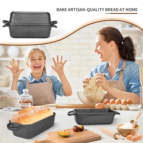 Enameled Cast Iron Bread Pan with Lid, 2 Piece Set, Lake Blue S82842