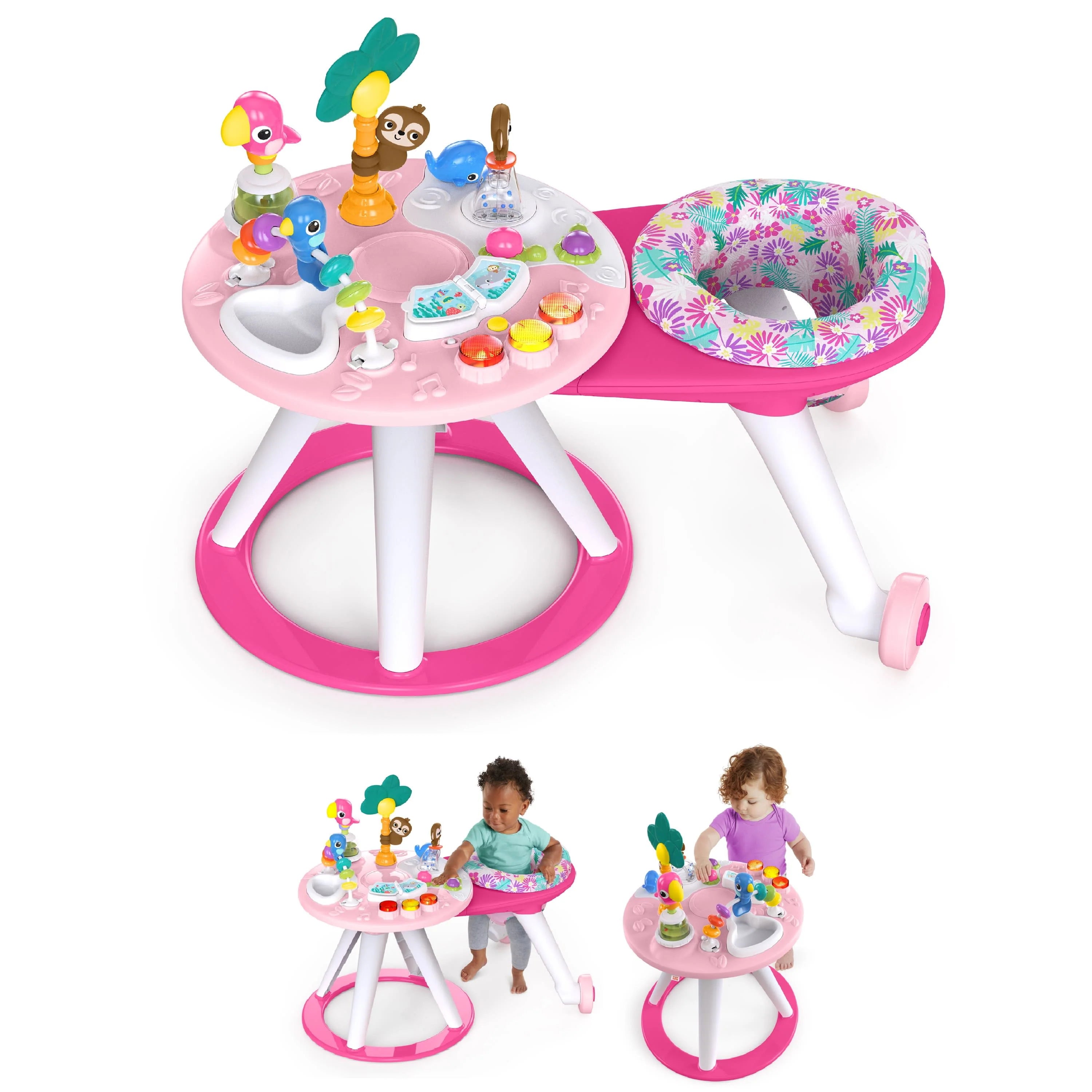 Bright Starts Around We Go 2-in-1 Baby Activity Center & Table, Tropic Coral J1927