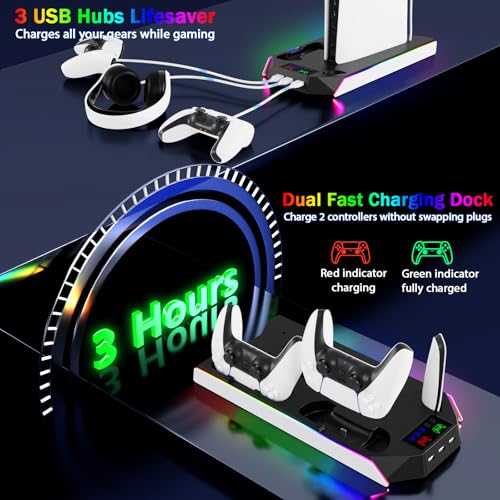 PS5 Stand and Cooling Station with LED Controller Charger for PlayStation 5 X4200