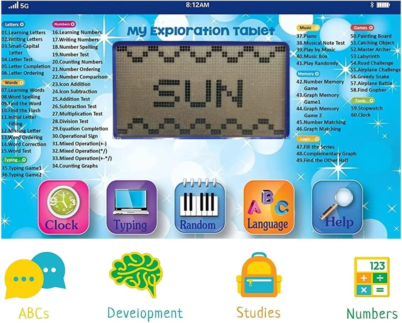 Tech Kidz My Exploration Toy Tablet Educational Learning Computer, Blue, Ages 3+ C188