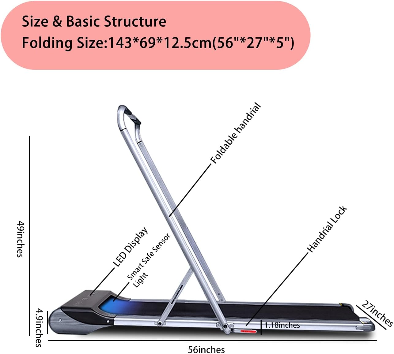 RHYTHM FUN 2-in-1 Folding Under Desk Treadmill with Remote F692