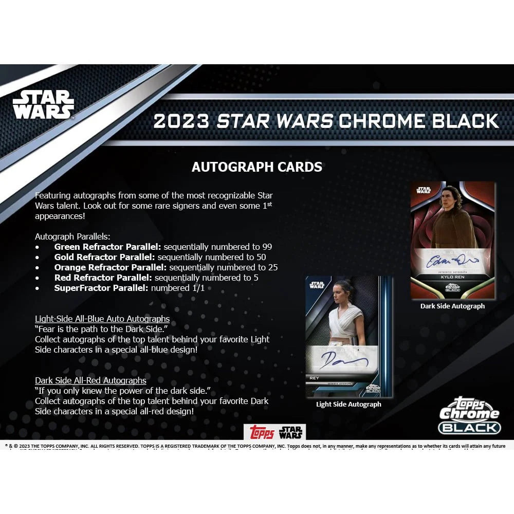 Star Wars 2023 Topps Chrome Black Trading Card Hobby Box T56460