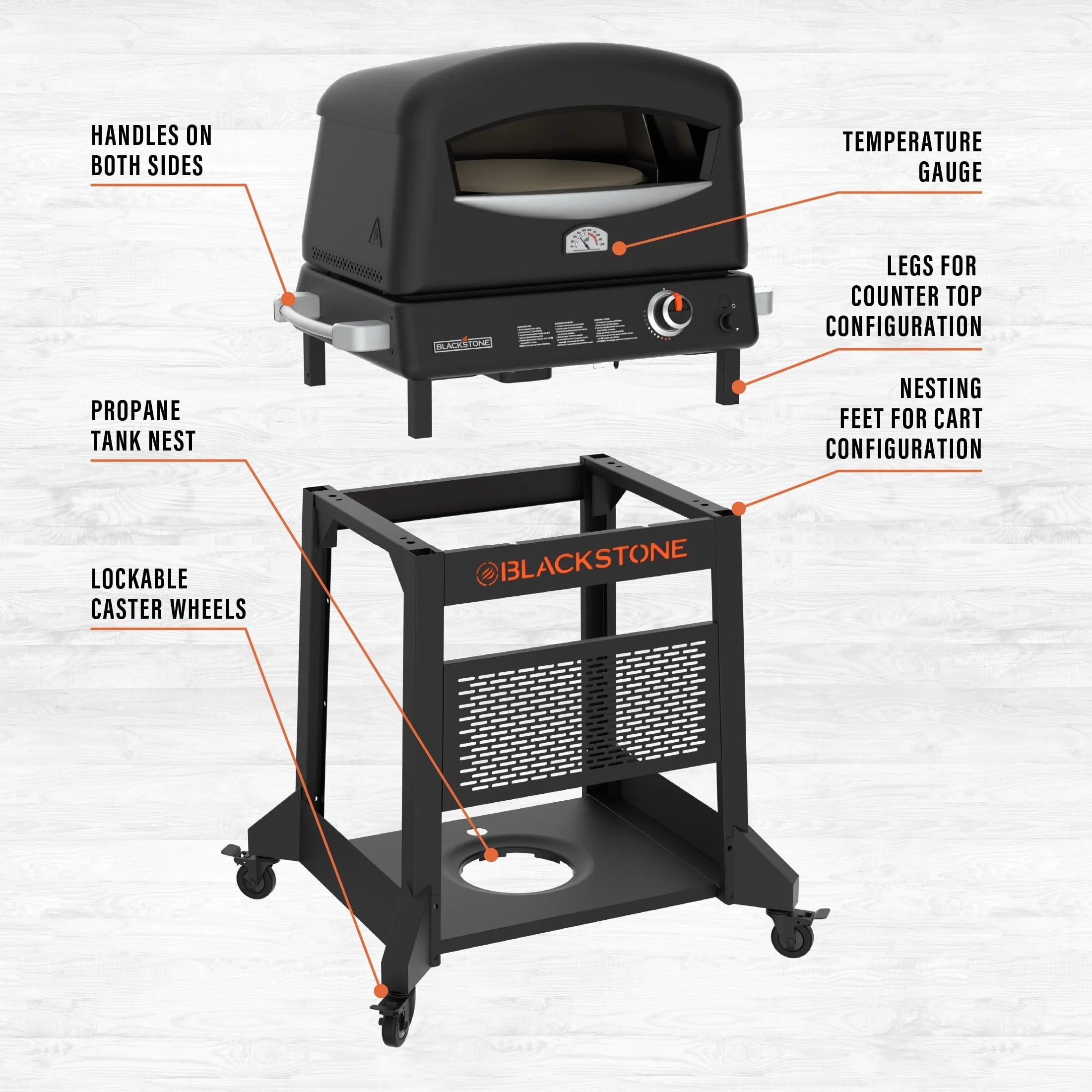 Blackstone Propane Pizza Oven with 16 Rotating Stone and Stand M33266