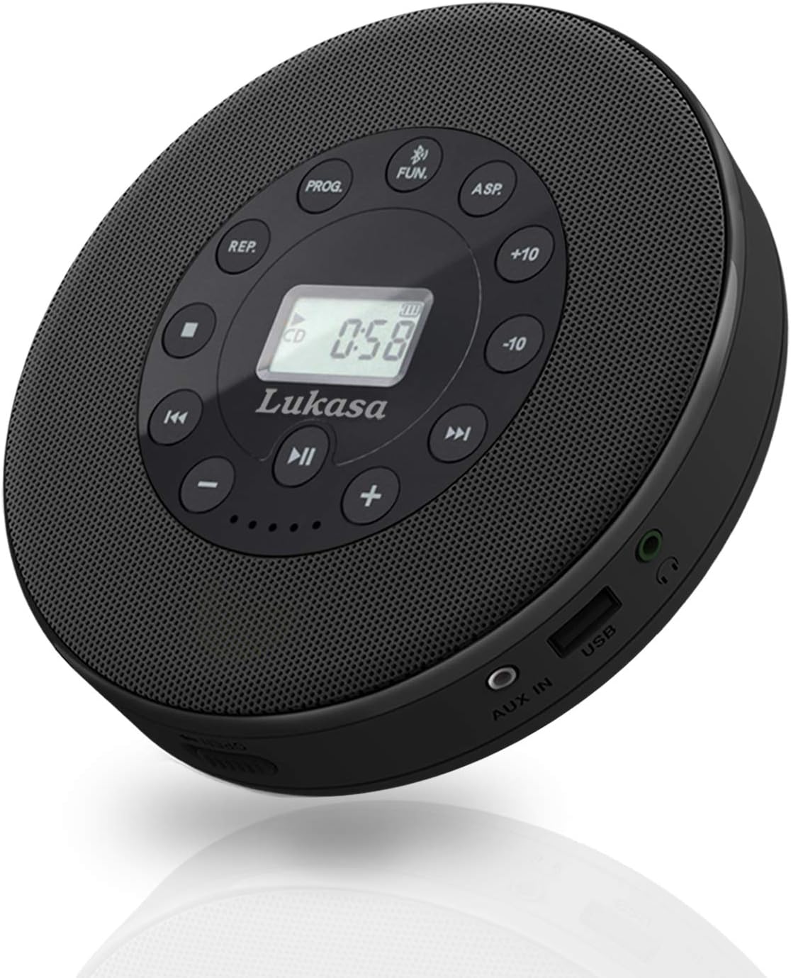 Lukasa Portable Bluetooth CD Player Built-in Speaker Stereo, Personal Walkman MP3 Players Rechargeable Compact Car Disc CD Music Player USB Play Anti-Shock Protection (White) Pack of 2