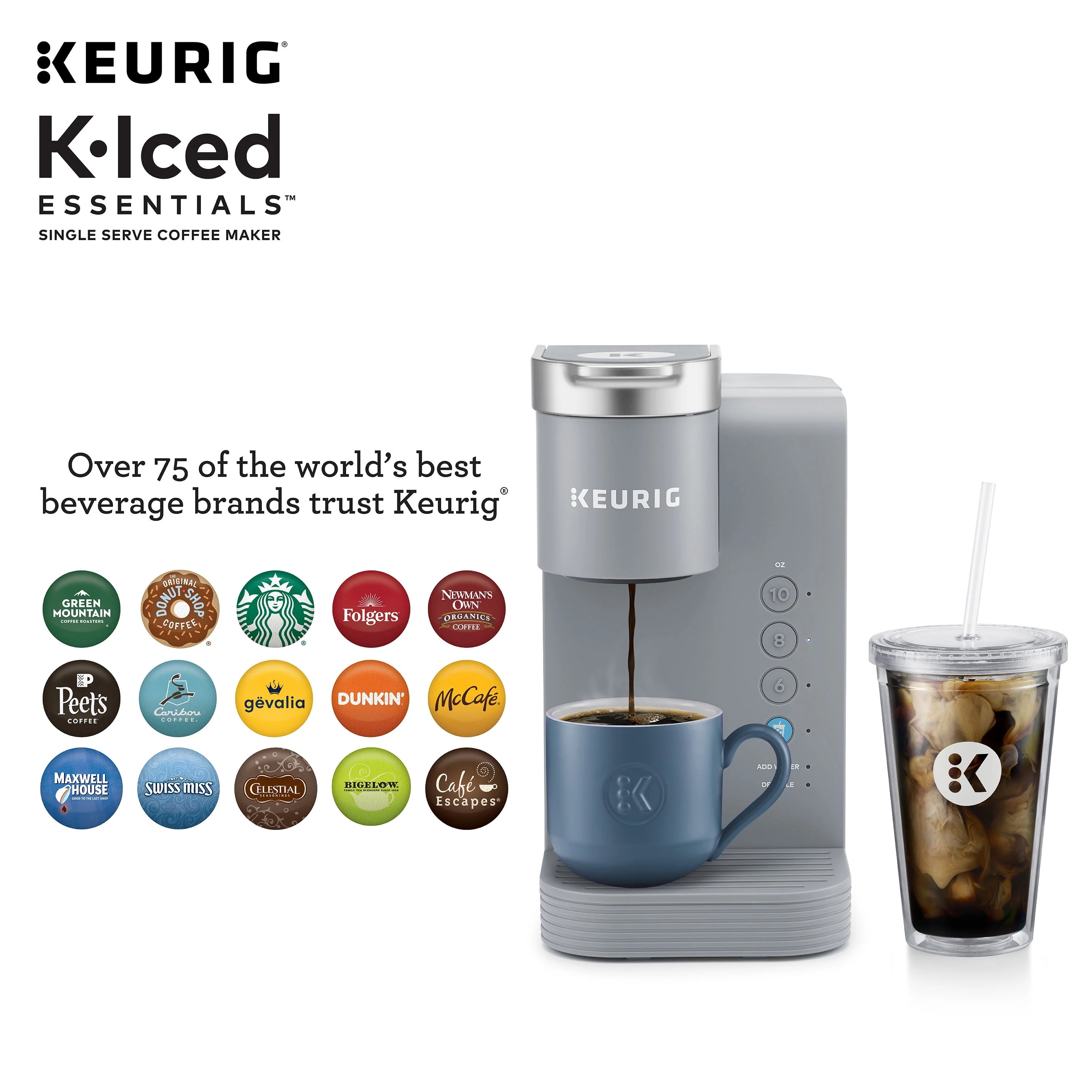 Keurig K-Iced Essentials Gray Iced and Hot Single-Serve K-Cup Pod Coffee Maker S5122